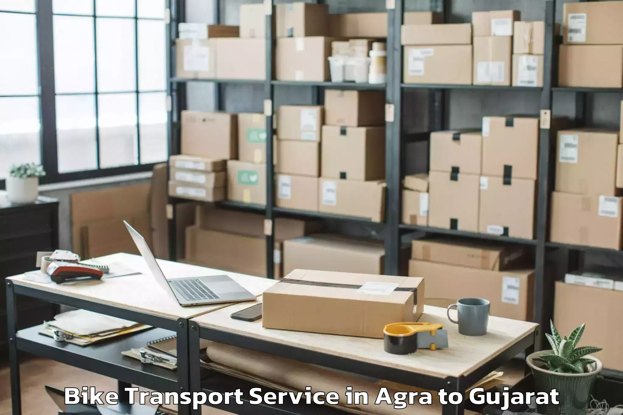 Affordable Agra to Sardarkrushinagar Dantiwada Ag Bike Transport